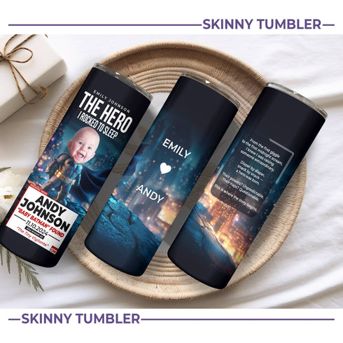 Personalized Baby Batman Tumbler – Funny CNN Superhero Gift for Mom & Baby